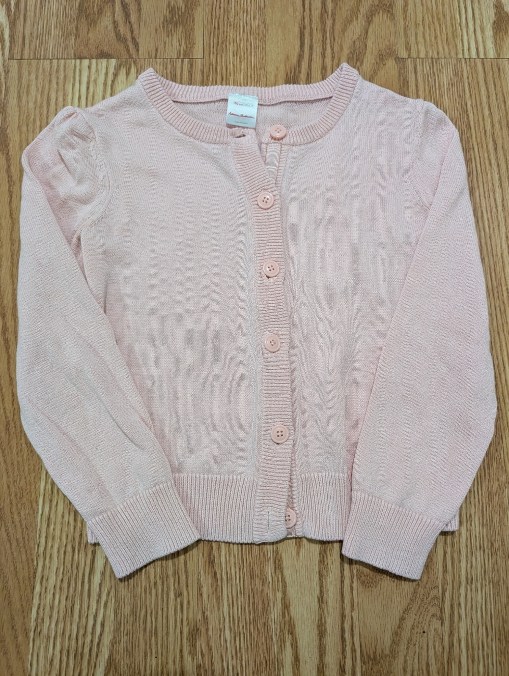 Hanna Andersson Girls Pale Pink Button Cardigan 6/7 120